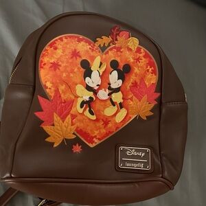 Autumn Mickey and Minnie Loungefly Mini Backpack